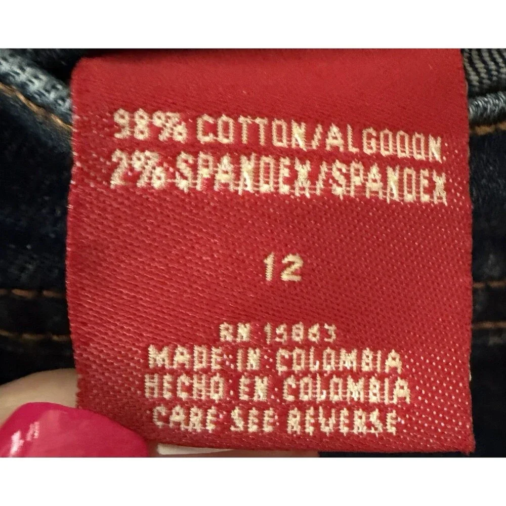 Y2K Style Zena Jeans Women’s Size 12 Bootcut Dark Wash Stretch Made in Colombia